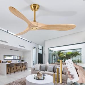 52 Inch Solid Wood 3 Blade No Light Ceiling Fan
