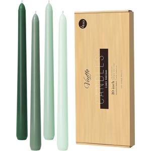 Viyffo Taper Candles 10 Inch Green 4 Pack Unscented, Smokeless Long Tall Tapered Candlesticks Wedding Home Decor Dinner Natural Color Series, Gradient Green