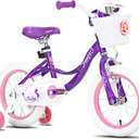 JOYSTAR Fairy Girls Bike for Toddlers and Kids Ages 2-8 Years Old, 12 14 16 18 Inch Kids Bike with Training Wheels, Handbrake and Basket, Toddler Girl Bike, Children Bicycle (Purple)