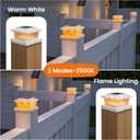 APONUO Solar Post Cap Lights with Flickering Flame & Warm White, 12-Pack for 4x4 Wood/ 5x5 Vinyl Posts, Solar Powered Deck & Fence Lights, Auto On/Off, IP65 Waterproof, Matte White