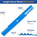 Aeagle Toothed Mower Blade for Husqvarna Scag Ferris 61" Deck 483318 48111 482879 1520842 539101733 112111-03 823006 79-117 794859 7075770 1520842 Bobcat Bunton, High Lift, 3 Pack (Blue)