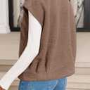 Yousify Womens Fuzzy Vest Cap Sleeve Crew Neck Knit Sweater Fall Casual Open Front Vest Outerwear (Large, Coffee)