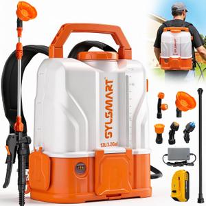 Battery Powered Backpack Sprayer 3.2 Gallon, 100 PSI Electric Backpack Sprayer, Compatible with DeWalt 20V Battery, 0.9 GPM High Flow Garden Sprayer with 2 Wands & 5 Nozzles for Lawn Yard