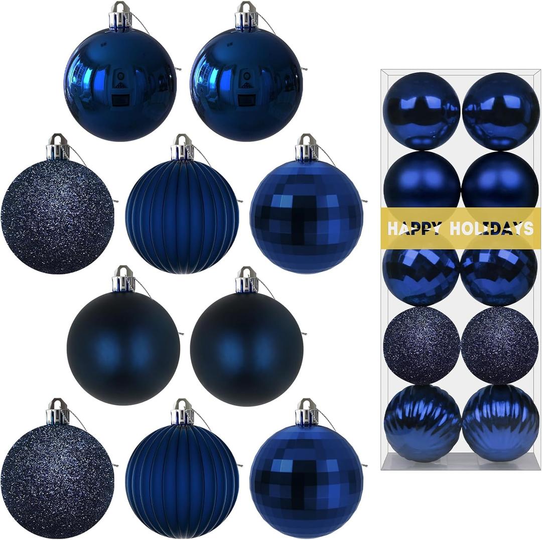 Navy Blue 2.5" Christmas Balls Christmas Tree Decoration Ornaments Shatterproof Hanging Balls for Birthday Halloween Holiday Wedding Decorations Set of 2 Pack
