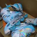 Sportneer 4 Size Adjustable Inline Skates for Girls, Kids Inline Skates Size 12C-9 with Light Up Wheels Roller Blade with Protective Gear Set for Kids Girls Women Beginners Indoor & Outdoor Use L