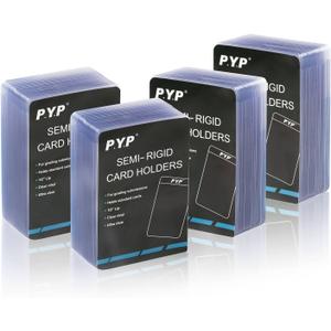200ct Semi Rigid Card Holders - Card Sleeves for Trading Card with 1/2" Lip Sleeves Fit Standard Grading Cards Baseball Cards for Graded Card Submittions