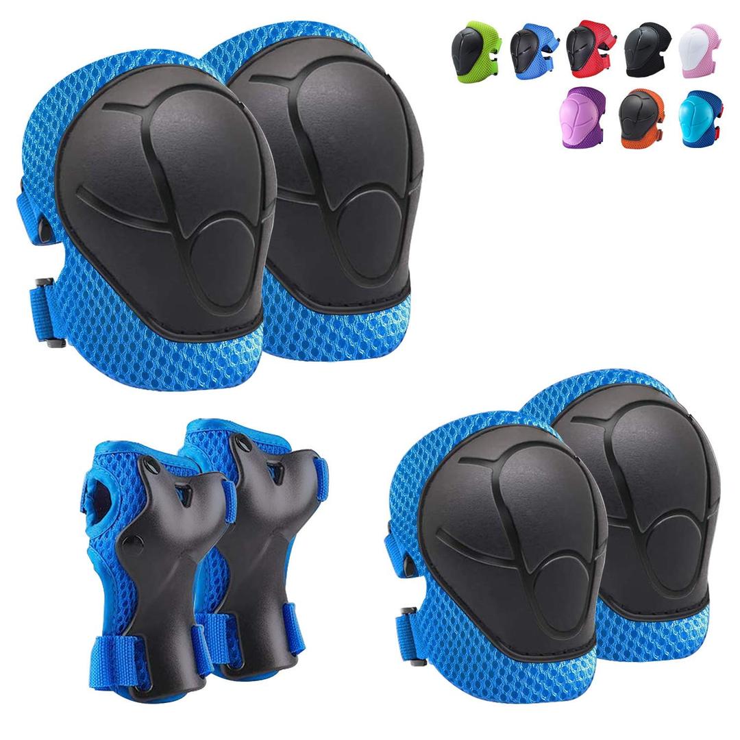 Knee Pads for Kids Knee Pads and Elbow Pads Toddler Protective Gear Set Kids Elbow Pads and Knee Pads for Girls Boys with Wrist Guards 3 in 1 for Skating Cycling Bike Rollerblading Scooter (Small, Blue)