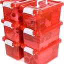 6 Pack 7 Quart Colorful Plastic Storage Bins with Lids Storage Latch Box Stackable and Nestable Clear Toy Storage Organizer Bins with Latching Handle and Buckle for School Kid Room Home(Red)