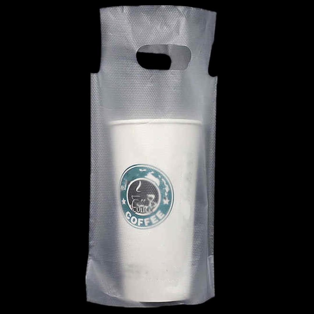 500 Pack Drink Carrier for Delivery, Plastic Drinking Bags with Handle, To Go Clear 1-Cup Packaging Poly Bags for Take Out Beverage Coffee Juice, Single Cup Holder for Stores Restaurant