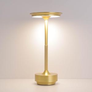 Elegant Rechargeable Dimmable Waterproof Metallic Touch LED Cordless Table Lamps for Stylish Homes and Upscale Restaurants - Portable, USB-C Charging, Perfect for Indoor/Outdoor (Gold)