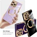 LSL Case for iPhone 16 Pro [Compatible with MagSafe] Soft TPU Bumper Anti-Drop Anti-Scratch Shock Absorption Protective Slim Luxury Plating Magnetic Cover for Women Girls Men - Purple