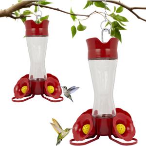 Perky-Pet Glass Hummingbird Feeders for Outdoors with Ant Moat, Bee Guards, & Perches, 8oz Nectar Capacity, Wide-Mouth Bottle for Easy Filling & Cleaning, Outdoor Garden Dcor, 203CPBN-2 (Pack of 2)
