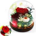 Gifts For Women Preserved Roses in Glass Dome,Red Roses Preserved Flowers Birthday Gifts for Women Red Forever Flowers for Delivery Prime Home Decor graduation gifts for her