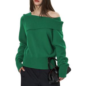 Mokayee Womens Off The Shoulder Asymmetrical Pullover Dressy Casual Sexy Trendy Sweaters (Large)