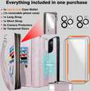 SiHPuoy Leather for Apple iPhone 15 Pro Wallet Case with Card Holder Kickstand, Phone Accessories for Woman Men Women, 2 Pack Screen Protector 2 Pack Camera Lens Cover, Rose Gold