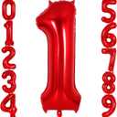 Red Number 1 Balloon 40 Inch, Big Large Foil Helium Number Balloons, Jumbo Giant Mylar Number 1 Balloons for 1st first Birthday Party Decorations Supplies Anniversary