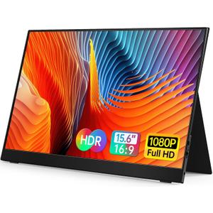 VILVA Portable-Monitor-for-Lapto - 15.6'' 1080P FHD IPS Display USB-C HDMI Portable Monitor for Laptop with Cover and Speakers External Monitor for Laptop/PC/Mac/Phone/Xbox Switch/PS4/