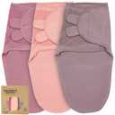 Newborn Swaddle Sleep Sacks - Infant 0-3 Months, Swaddles for Newborns Baby Girls Boys, 100% Organic Cotton Nursery Swaddling Blankets (3-Pack) (Taupe-mauve-peach)