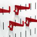 Wall Control 2-7/8in Long Reach Hook Pack - Slotted Metal Pegboard Hooks Pegboard and Slotted Tool Board - Red