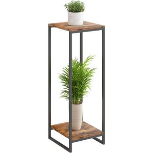 34" Tall Plant Stand Indoor, 2-Tier Modern Plant Shelf, Corner Flower Pot Holder Organizer for Living Room Balcony Patio Garden (Rustic Brown)