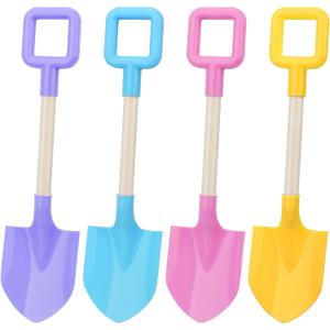 Mototo 4 Pieces 16 Inch Beach Shovels Large Beach Spades Multicolor Sand Shovels with Wooden Handle Plastic Shovel for Digging Beach Sandbox Snow Garden Toys Set for Kids Adults (4 Pack, Light Series)
