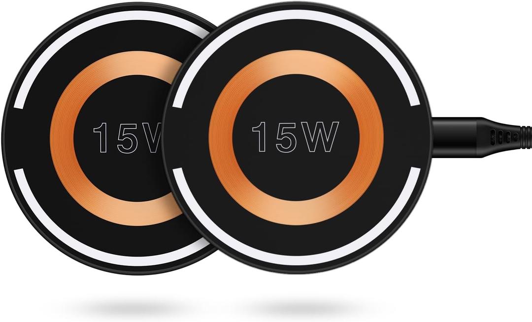 Magsafe Charger Samsung Wireless Charger Fast Charging Pad for Samsung Galaxy Z Fold7/Flip7/FE/S25 Ultra/S25/S24/S23 Pixel 10, 15W Magnetic Wireless Charger Pad for Android iPhone 17/16e/16/15 Pro Max (2Pack, Black)