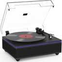 Record Player with Built in Speakers Bluetooth 5.3 Turntable Belt Drive 2-Speed Turntables for Vinyl Records High Fidelity Records Player with Magnetic Cartridge AT-3600L, Cool Light Strip, Black | All-in-one vintage turntable.Belt Drive 2-Speed Turntables with Magnetic Cartridge AT-3600L, Support RCA Output, Black