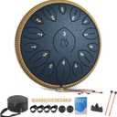 Steel Tongue Drum 12 Inch 15 Notes, Steel Drums Instruments for Kids Adults, Hand Pan Drum with Music Book, Drum Mallets and Carry Bag, Handpan C Major, Navy Blue