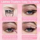 Lash Clusters Kit, 640 Pcs Eyelashes Clusters Extensions Kit 9-16mm Individual Lashes D Curl Fluffy Wispy False Eyelashes Thin Band, with Bond Seal Remover Tweezers Brush DIY (40D+50D Kit 9-16mm)
