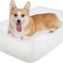 KROSER Deluxe Dog Crate Pad, Machine Washable Pet Cage Mattress Reversible (Cool & Warm), Kennel Bed for Small to Jumbo Dogs, White