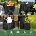 LIQING Bike Basket Front Folding Bicycle Basket with Removable Liner Bag, Quick Release Design Metal Ebike Basket for Adult Women/Men Carrying Dogs, Pets, Fruit & Grocery
