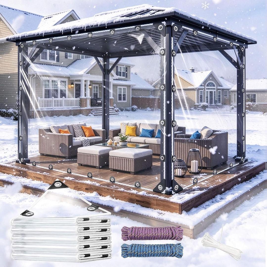 Clear Tarps Heavy Duty Waterproof 6x8ft with Grommets Vinyl Tarp