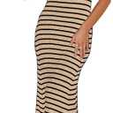 Women's Striped Sleeveless Maxi Dress Ribbed Knit Tank Dress Casual Long Sweater Dresses, Small