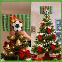 2 x Christmas Soccer Tree Topper,9.8 * 6.2inch Soccer Indoor and Outdoor Christmas Decoration, Large Christmas Tree Topper,Santa Hat Tree Topper Festive Sports Halloween Family Birthday Party Decorations