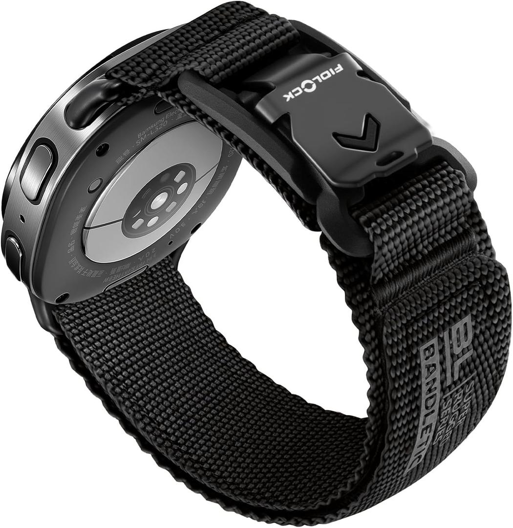 Bandletic Nylon Band Compatible with Samsung Galaxy Watch 8 40mm 44mm / Watch 8 Classic 46mm 2025, No Gap Soft Breathable Replacement Strap for Men Women with Magnetic Fidlock V-Buckle, Black M