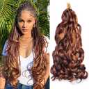 Pre Stretched Braiding Hair 20 Inch Loose Wave Crochet Braids Hair 8 packs Big wavy curly Bouncy Braiding Hair Curly Synthetic (30-33#, 20inch(pack of 8))