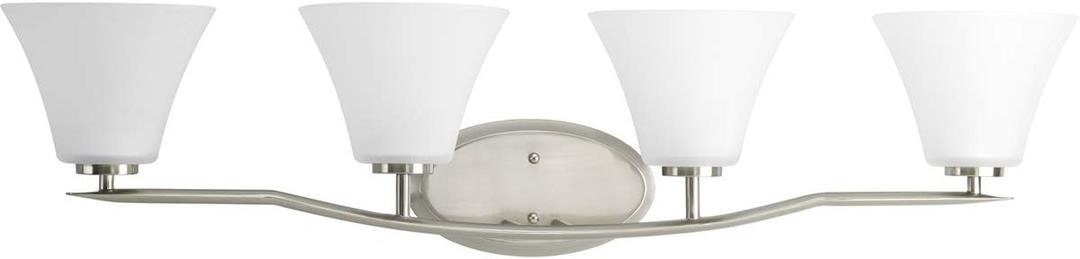 Progress Lighting P2007-09 Bravo Collection Etched Glass Modern Bath Vanity Light, 4-Light, Brushed Nickel