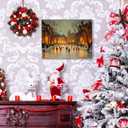 PQKIY Vintage Cozy Winter Holiday Wall Art Decor,Ice Skating Children under Lights Festive Holiday Wall Decoration,Charming Winter Wall Art for Home Bedroom Living Room,11x14 Inch