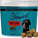 Stewart 100% Beef Liver Dog Treats, 21 oz Tub, ~475 Pieces, Freeze Dried Raw, 50% Protein, Single Ingredient Training Treats or Meal Topper, Grain Free, Gluten Free (EXP 04/06/28)