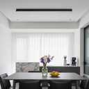 Black ceiling light LED, modern and simple, long strip ceiling surface installation, suitable for living room, bedroom, corridor and kitchen, remote control to switch color and brightness, 47.2inches