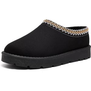 Women's Slippers Platform Mini Boots Anti-Slip Short Ankle Boot Faux Fur Sneakers Winter Cozy Warm House Shoes Indoor Outdoor (Black, Size 8)