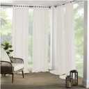 Elrene Home Fashions Matine Weatherproof Tab-Top Indoor/Outdoor Solid Color Curtain Panel for Porch, Pergola, Patio, Deck, 52W x 95L, Ivory