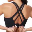 Sports Bras for Women High Support, High Impact Running Criss Cross Strappy Bra Crop Top, Molded Cup, Hook and Eye Closure Black Medium