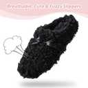 Tofern Women Fluffy Slippers Soft Flannel Memory Foam Slippers Ultra Soft Comfy Warm House Shoes with Mute Anti-Slip Sole for Ladies and Girls (Black), 250mm