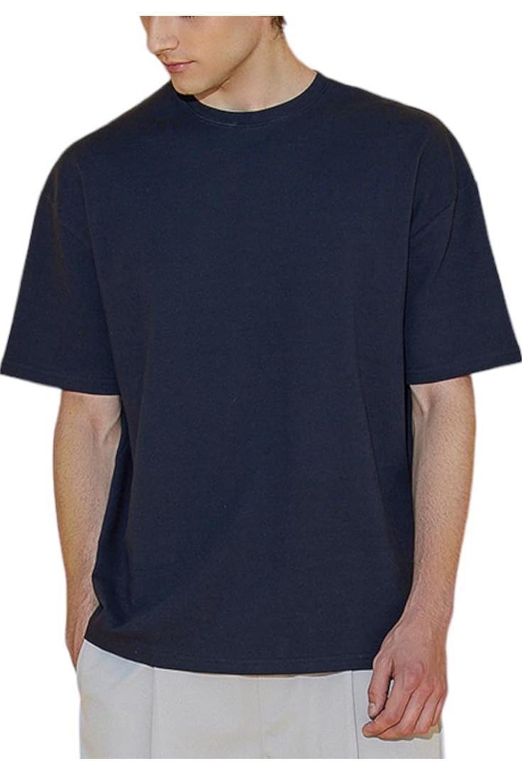 EDUARDO Men's Anyone Over Fit Casual Top, Short-Sleeve Cotton Modal Blend Basic T-Shirt Black, XL