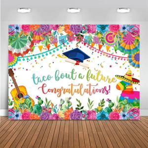 Mocsicka Mexican Graduation Backdrop Congrats Grad Fiesta Party Decorations Taco Bout a Future Bachelor Fiesta Decor Class of 2025 Cactus Backdrops (8x6ft(96x72 inch))