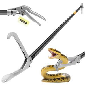 Snake Grabber Tool, 47in Compact Power Snake Tongs, All-Aluminum Alloy Reptile Catcher Grabber with Anti-Slip Grip, Wide Jaw Multi-Function Handling Tool with Lock