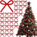 60 Pcs Red Christmas Tree Bows Christmas Tree Decorations Rustic Crafts Gift Bows Vintage Gift Wrapping Decorations Bendable and Twistable for Xmas Garland Wreath Indoor (3.15 Inches/ 8 cm)