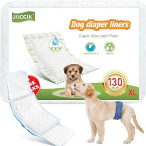 Dog Diaper Liners 130ct Super Soft and Absorbent Dog Diaper Booster Pads for Male Dog Belly Bands or Female Dog Diapers(X-Large, 130pcs)