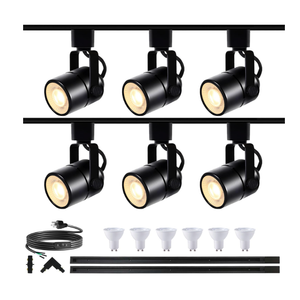 Bravsekai LED Track Lighting Kit GU10 3000K 6 Lights Black